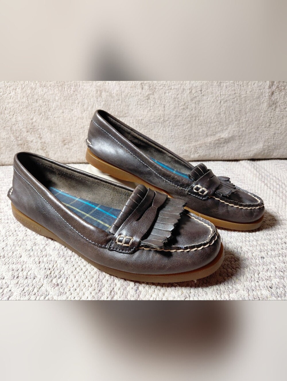 Sperry Dark Brown Leather Kiltie Penny Loafers Womens Size 9